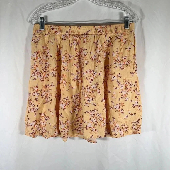 Old Navy Skirt Womens Large Yellow Floral Pull On Elastic Waist - Picture 1 of 7